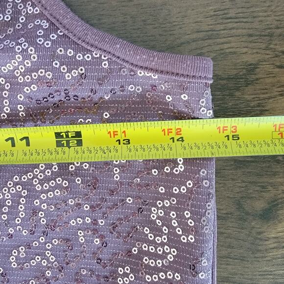 VTG Y2K Vanity Sparkly Sequin Cami Tank Top Womens M Clubwear Flashy Disco Layer - Picture 5 of 7